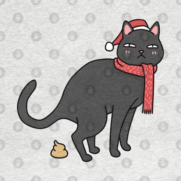 Christmas Black Cat Pooping by Takeda_Art